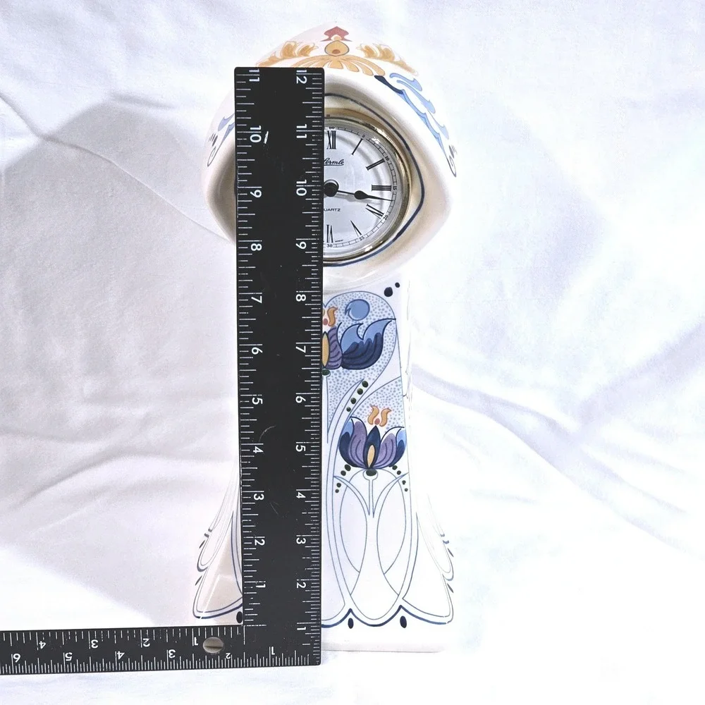 Royal Goedewaagen Amata Ceramic Mantel Clock‎ Hermle Quartz Handpainted Germany